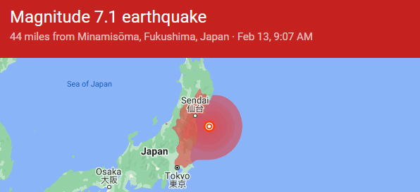 Japan Earthquake – February 2021